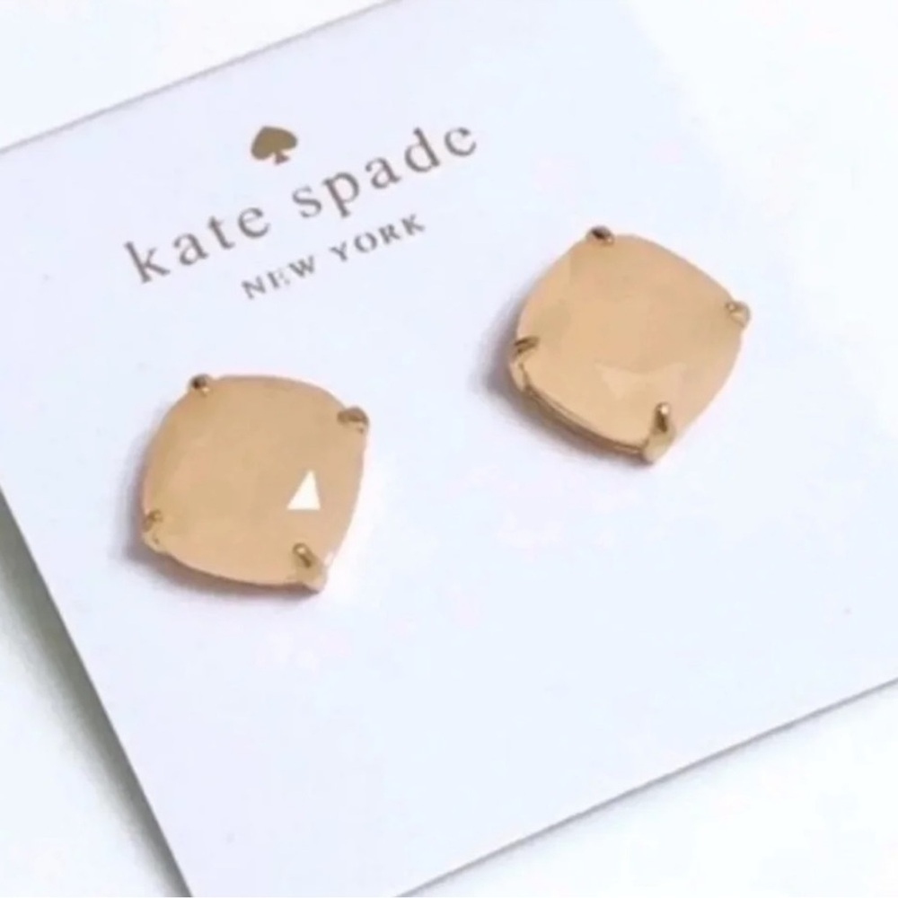 Kate Spade Gold and Light Pink Small Square Stud Earrings New - Picture 7 of 8